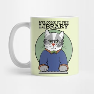 Library Welcome Librarian Cat Man Mug